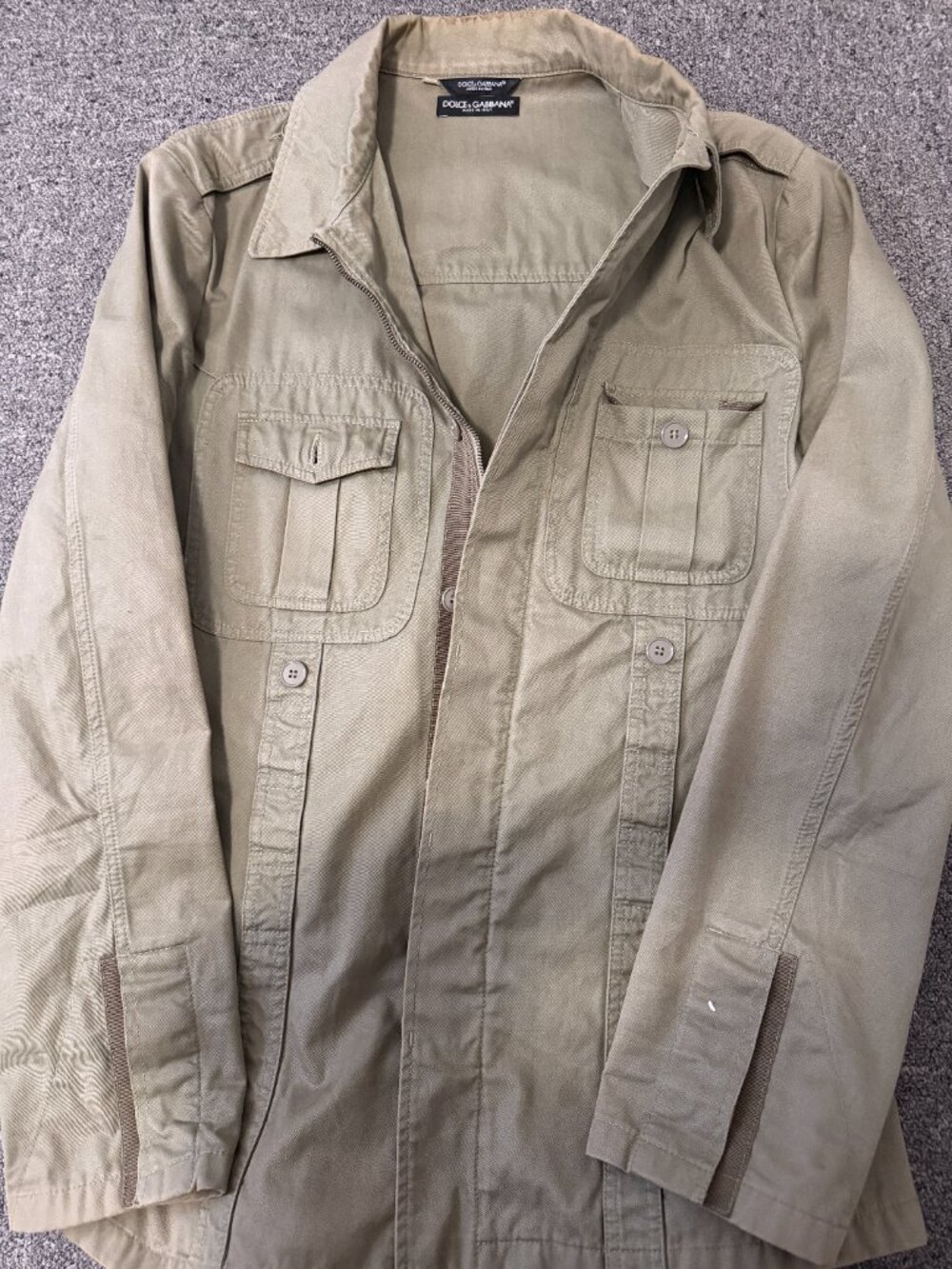 Vintage Dolce & Gabbana Green Cotton Military Jacket Size 41